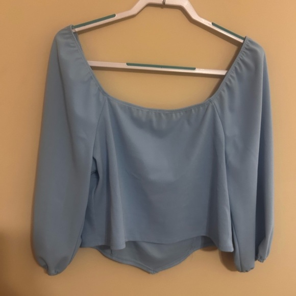 Minimal 2XL Novella Puff Sleeve Blouse In Light Blue Western Cowgirl Rodeo - Picture 3 of 4